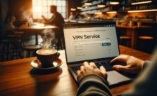 A person researching VPNs for streaming on a laptop.